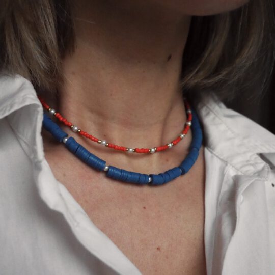 Disc kralen ketting Blauw