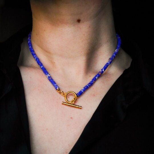 Amy Blauw/paarse kralen ketting